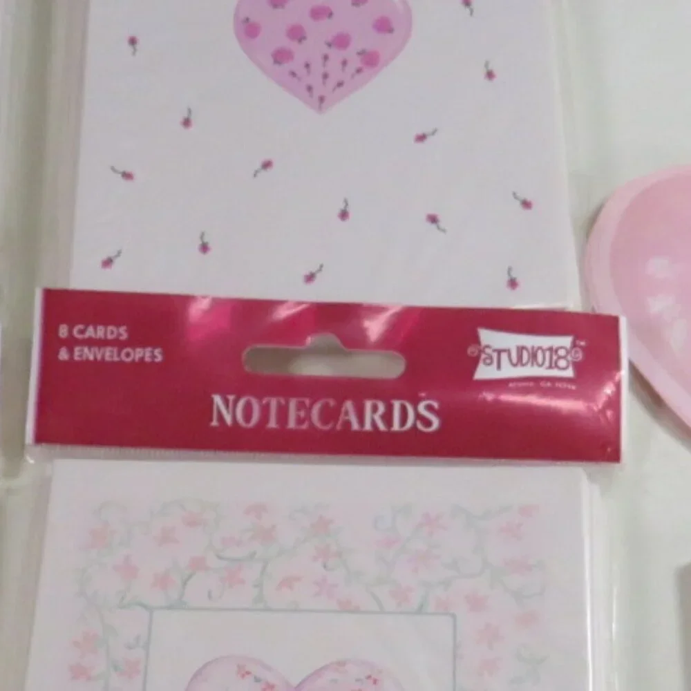 Heart Cards (4 new packages with 8 cards/envelopes each) and sticky notes